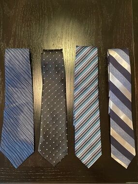 Men's Blue Patterned Tie Set - Versatile Stripes & Dots